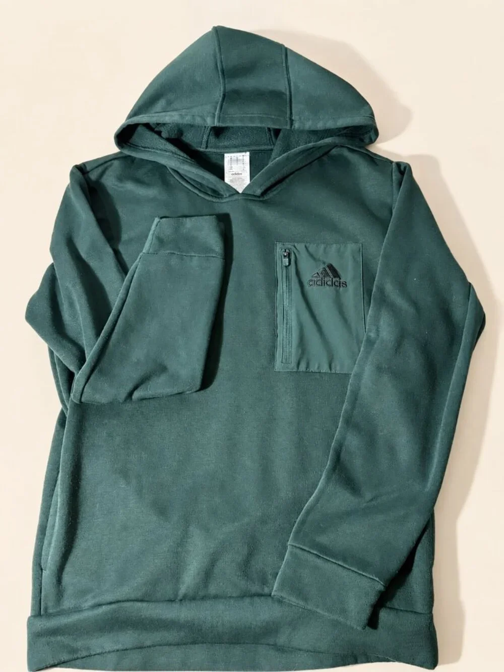 Adidas Men’s Forest Green Zip Pocket Fleece Hoodie M